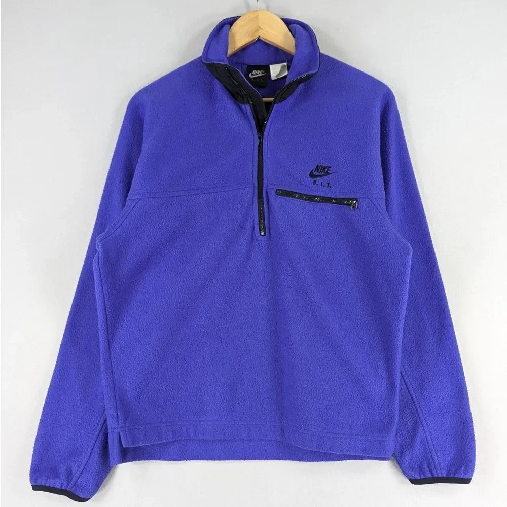 90s Vintage Nike Fit Purple Quarter Zip Pullover Fleece Large